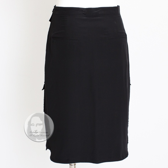 Celine Paris Silk Skirt Button Front Patch Pocket Phoebe Philo Black NWT Size 38 - Picture 5 of 9